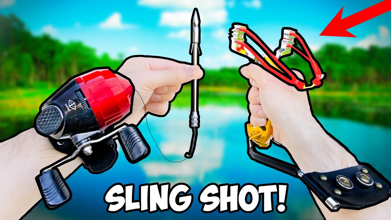 FISHING SLING-SHOT vs REGULAR FISHING ROD CHALLENGE! 