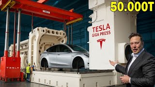 Elon Musk Just Dropped a Bombshell:45 Teslas Built Every Hour! How?Inside the 50,000-Ton Giga Press.