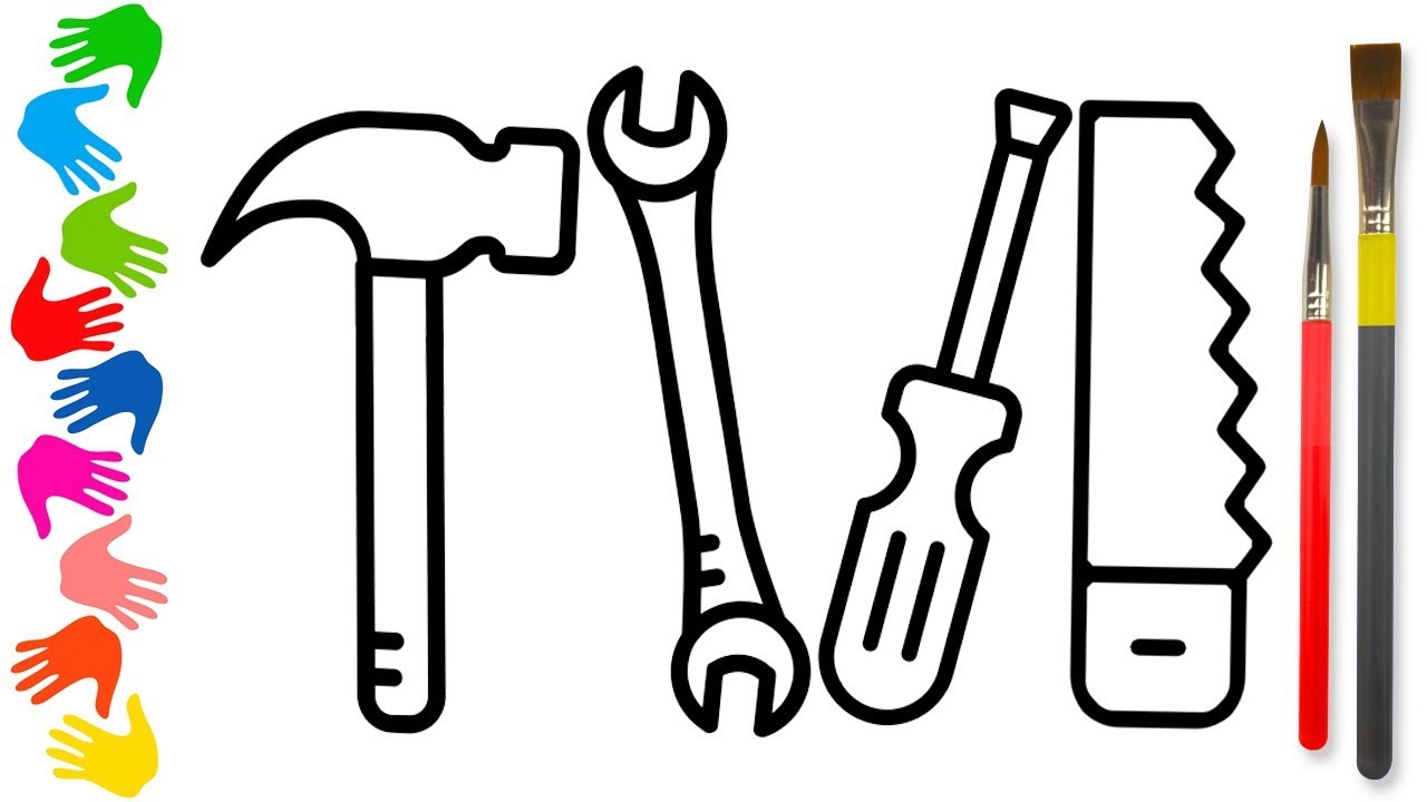 Glitter Toy Repair Tools coloring and drawing for Kids nursery rhyme | BB Kids Art ☆