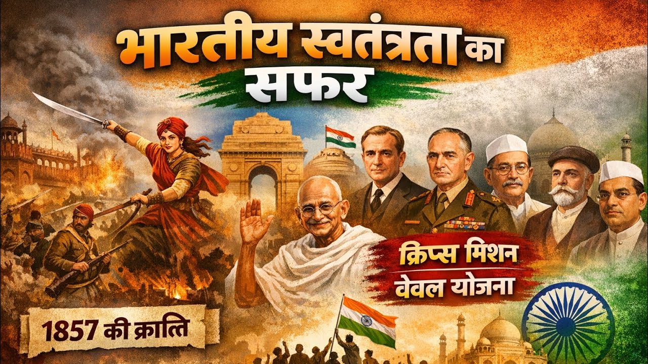 भारतीय स्वतंत्रता का सफर 1857 से 1947 तक |Cripps Mission, Cabinet Mission, Congress स्थापना#YouTube