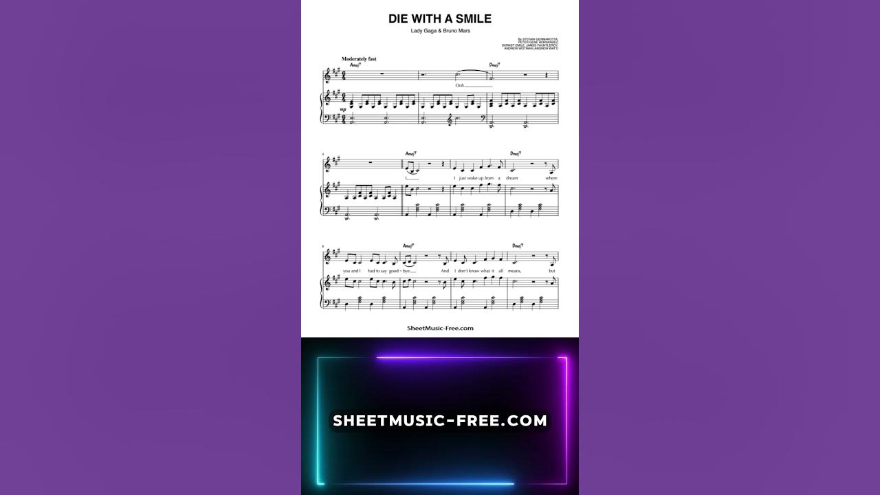 Die With A Smile - Lady Gaga, Bruno Mars | Piano Sheet Music π΅πΉ Die With A Smile - Lady Gaga, Bruno Mars | Piano Sheet Music π΅πΉ