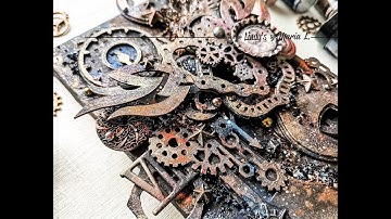 Mixed Media Steampunk Canvas by Maria Lillepruun
