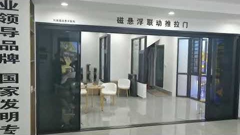 Bi-parting linear magnetic drive automatic sliding door mechanism. Telescopic sliding door system