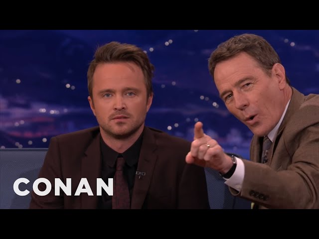 Bryan Cranston u0026 Aaron Paul Show Their Scary Resting Faces | CONAN on TBS class=