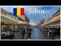 🇷🇴 Sibiu Walking Tour 🌁☔️ 4K Walk 🌧 Romania 🇷🇴 (Rainy Day)