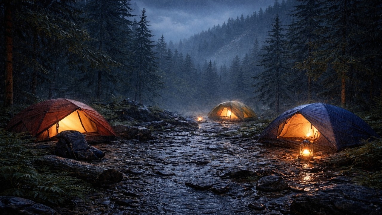Cozy Camping in Heavy Rain at Night (8 Hours) Fall Asleep Fast