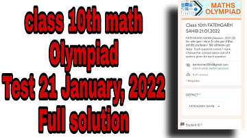 PSEB class 10th math Olympiad test 21 January 2022