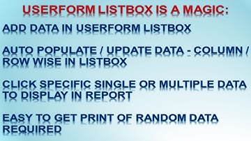 Add Data in List-Box in Excel / Update Automatically on Expansion / Print Specific Data / Explore