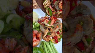 Very spicy #fresh shrimp, eat with Joy #mukbang #food #foodanddrink #beverage