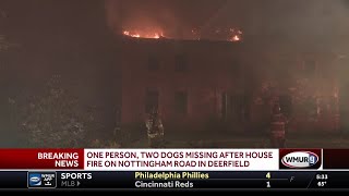 One person two dogs missing after fire in Deerfield s say