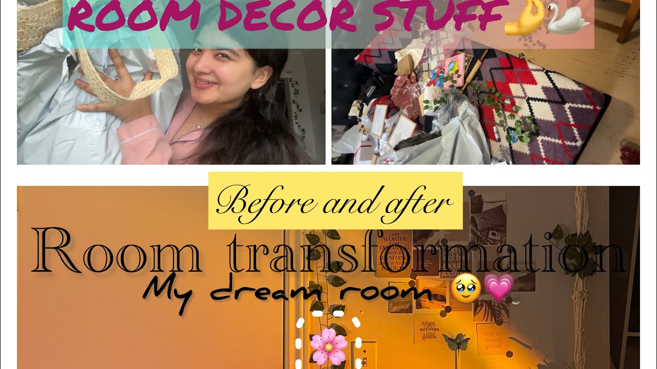 OMG 🫣that’s my dream room 💗🇨🇦🤩✨|| Room transformation 💒🙂BEFORE AND AFTER🥹🤌🦢💗..Decor stuff..🌻💗💘☔