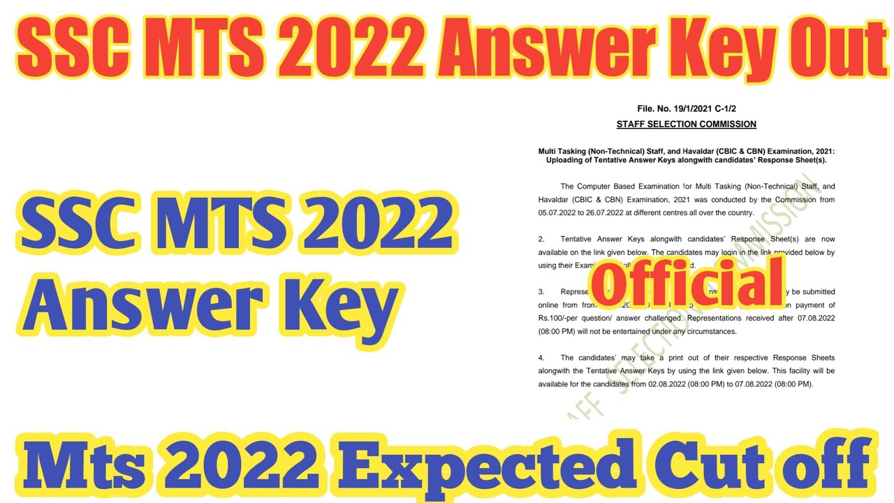 ssc mts 2022 answer key ssc mts answer key kaise dekhe ssc mts 2022