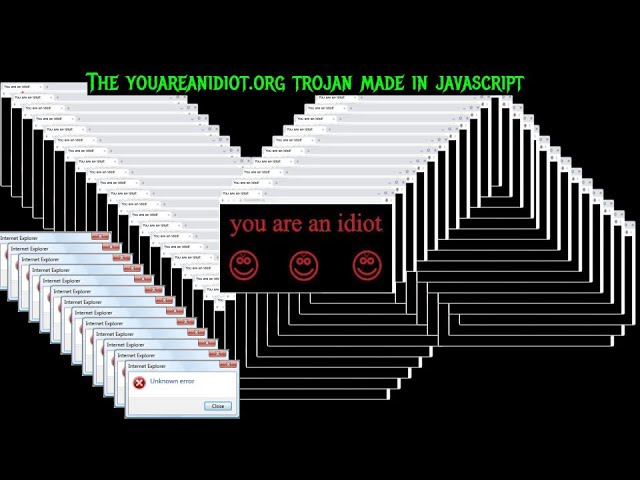 GitHub - egold555/YouAreAnIdiot: This is a recreation of Trojan.JS. YouAreAnIdiot origionally found on  Every time you  push a key the window will duplicate playing the flash animation of you are  an idiot.