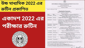 HS 2022 Exam Routine Published | উচ্চমাধ্যমিক ও একাদশ ২০২২ পরীক্ষার রুটিন | HS 2022 Routine Download