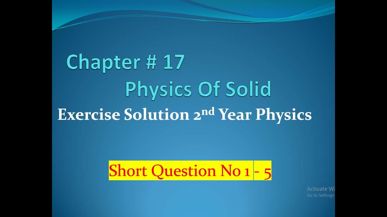 Exercise Solution 2nd Year Physics Chapter No.17 - YouTube