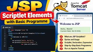 JSP Scriptlet Elements | Basic JSP Program | JSP with Apache Tomcat