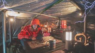 Alone Camping on The Back of A Toyota Truck - Relaxing With the Sound of The Rain