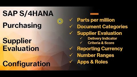 S/4HANA Supplier Evaluation Configuration