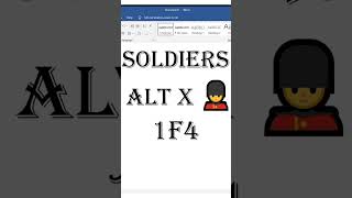 MS Word soldiers | alt x code | pro word skills
