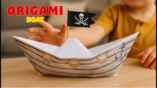Pirate Origami Boat Tutorial | Easy Paper Ship Craft | Free Template