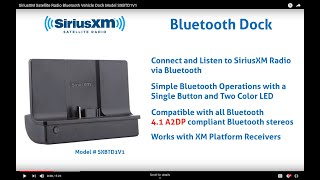 SiriusXM Satellite Radio Bluetooth Vehicle Dock Model SXBTD1V1