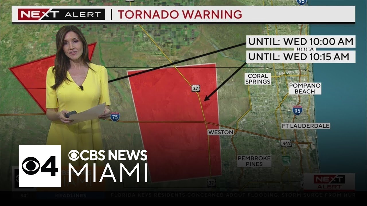 Tornado warning issued for western Broward County - YouTube