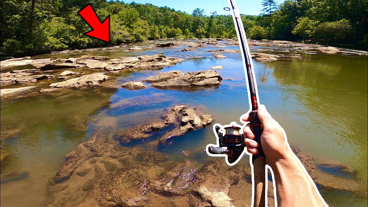 Wade Fishing a Rocky River for RARE Bass!!