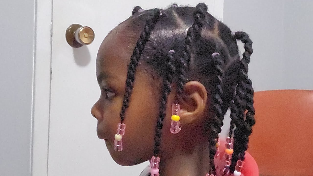 How to make Easy kids hairstyle for natural hair, 4C threading tutorial 
