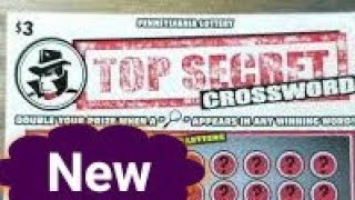 New $3 Top Secret Crossword.  Pa lottery scratch tickets