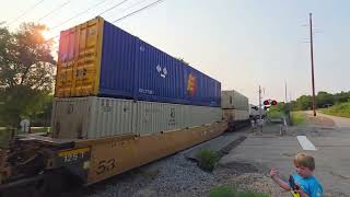Reposting since 1st one cut out the lead! BNSF 7300, 1098 and 7584 Z train! 8/8/26~Onalaska, Wi.