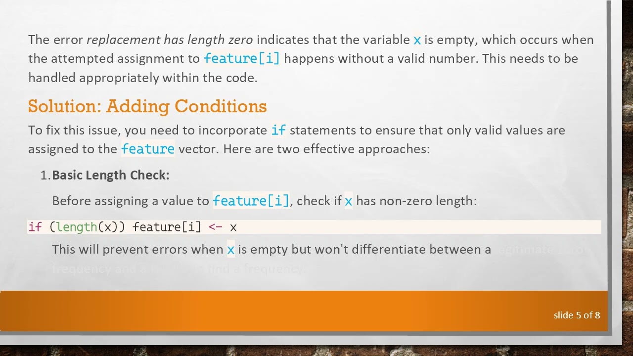 How to avoid replacement has length zero error when working with R
