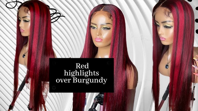 SULMY Hair】Black Wig With Red Streak Highlights Transparent Lace Front Wigs  Human Hair - YouTube