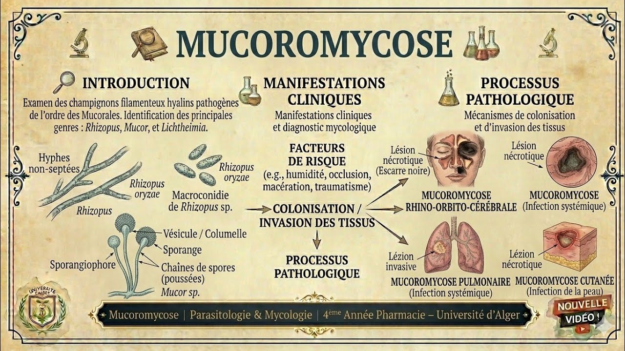 Mucoromycose – Parasitologie | 4ème Année Pharmacie – Université d’Alger