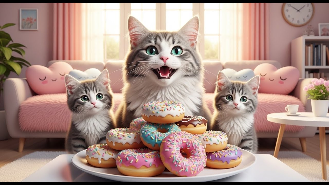 Mama Cat Trims: Protective Mother Shielding and Cleaning Her Kittens