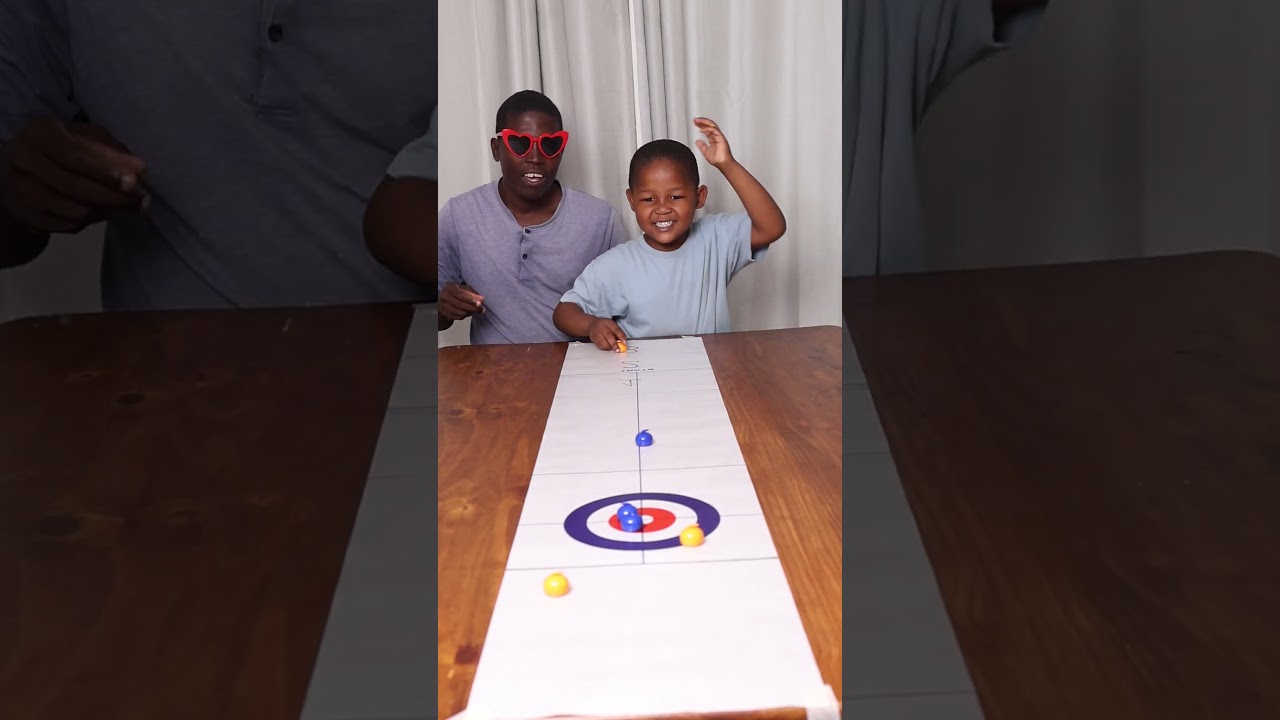 Tabletop Curling: Dad vs Son