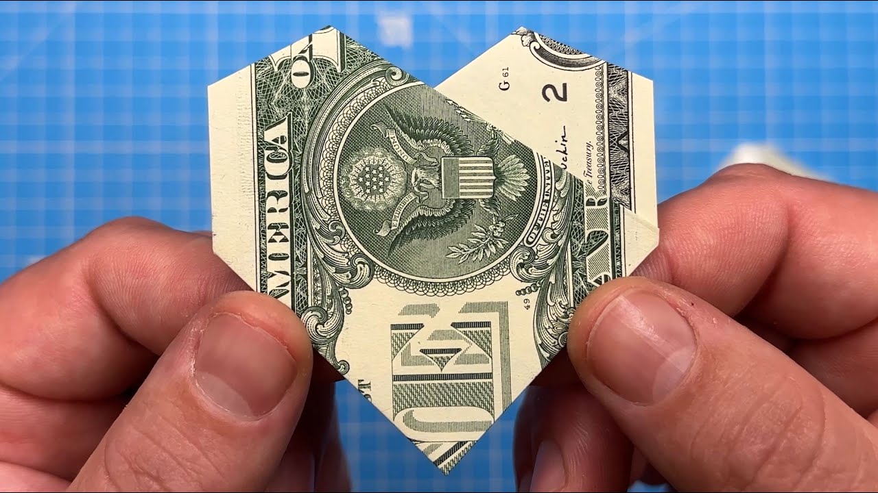 The Easiest Way To Fold A 1 Dollar Bill Into A Heart - Quick And Easy ...