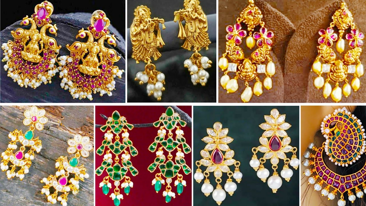 Latest Gold Pearl Earrings2023😍Pearl Drop Earrings Designs