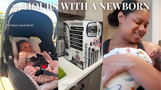 A REALISTIC 24 HOURS WITH A NEWBORN VLOG | NEWBORN MUST HAVES, BREASTFEEDING TIPS + MORE