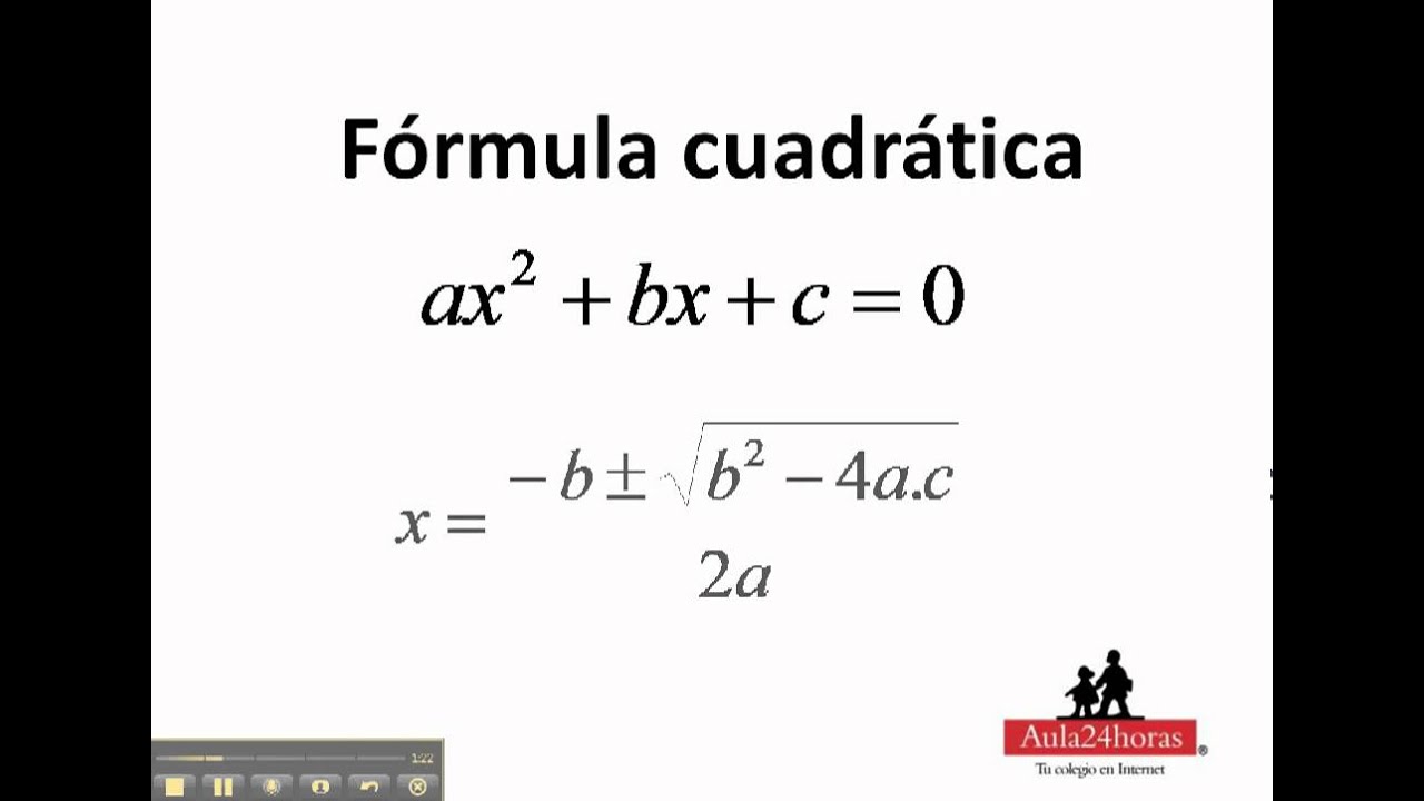 Ecuación Cuadrática Uso De La Fórmula Youtube