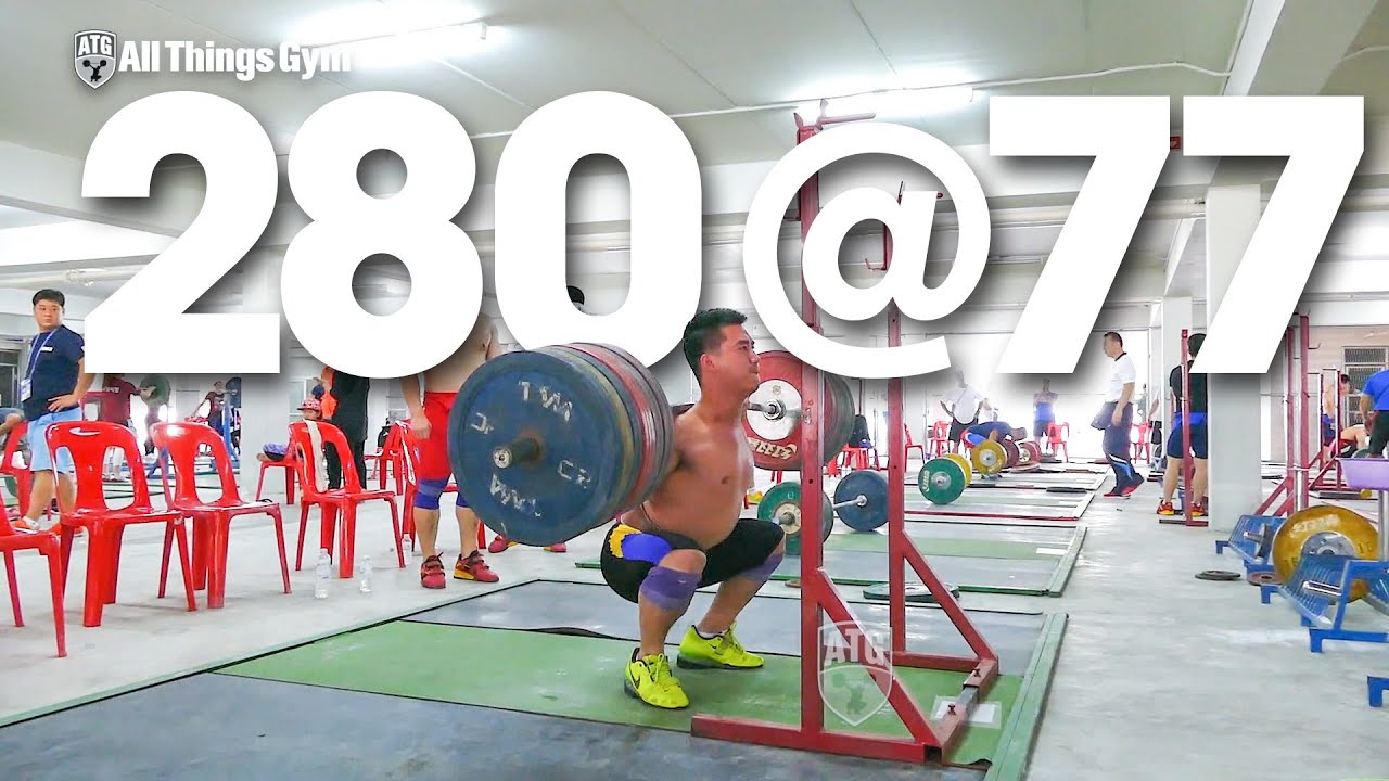 Su Dajin (77kg) 280kg Squat 2015 Asian Weightlifting Championships Training Hall