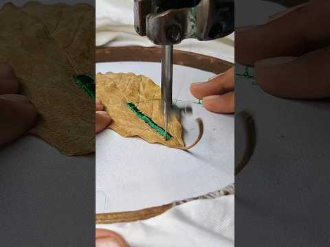 Yellow Dry Leaf Becoming Art By Embroidery #embroidery #leafart #art #handembroidery thumbnail