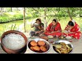 আমাদের গ্রামগঞ্জের সবার প্রিয় এই সেরা রেসিপি পান্তা ভাত,আলুর চপ, ইলিশ মাছ ভাজা ||village food recipe