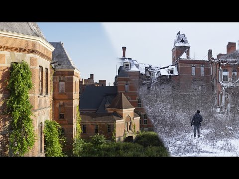 Exploring Abandoned Gothic Asylum - Winter Snowstorm vs Summer Foliage