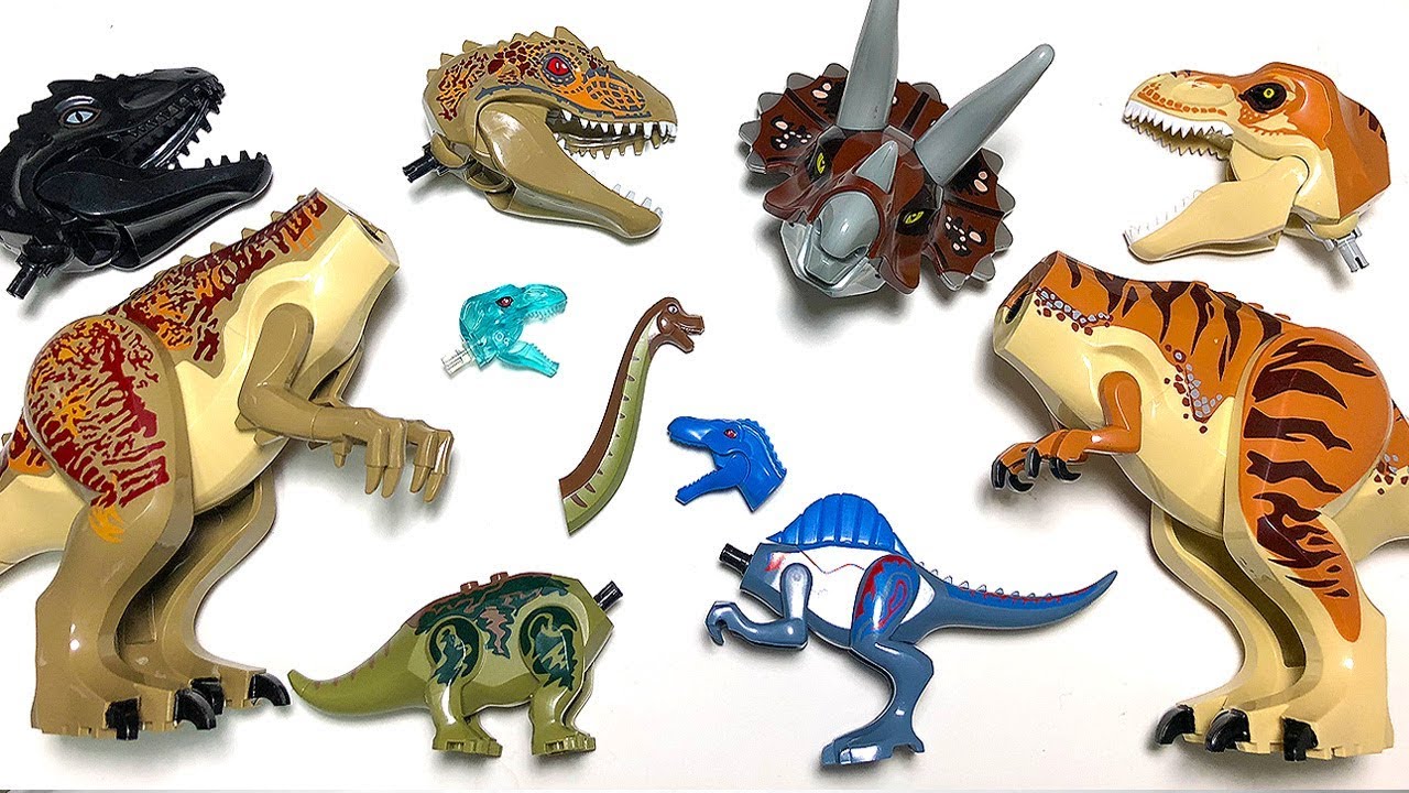 30 LEGO DINOSAURS! Heads Dinosaurs! Learn Dinosaur Names - YouTube