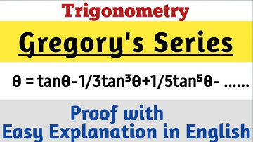 Gregory Series|Trigonometry|Series|Trigonometric series|PD TUTORIAL|Maths