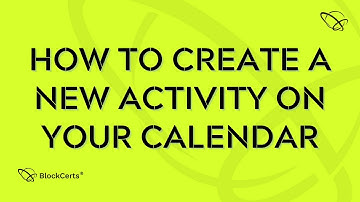 How to Create a New Activity on your Calendar