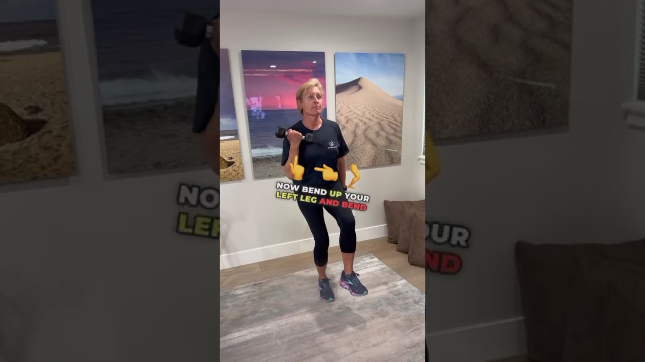 Biceps strengthening with single leg balance and core stabilization.