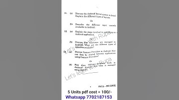 Mobile application development using Android qsn paper degree 4th sem 2025 #andhrauniversity #BCA
