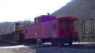NS 92V with Caboose enters House Track at Elliston, VA