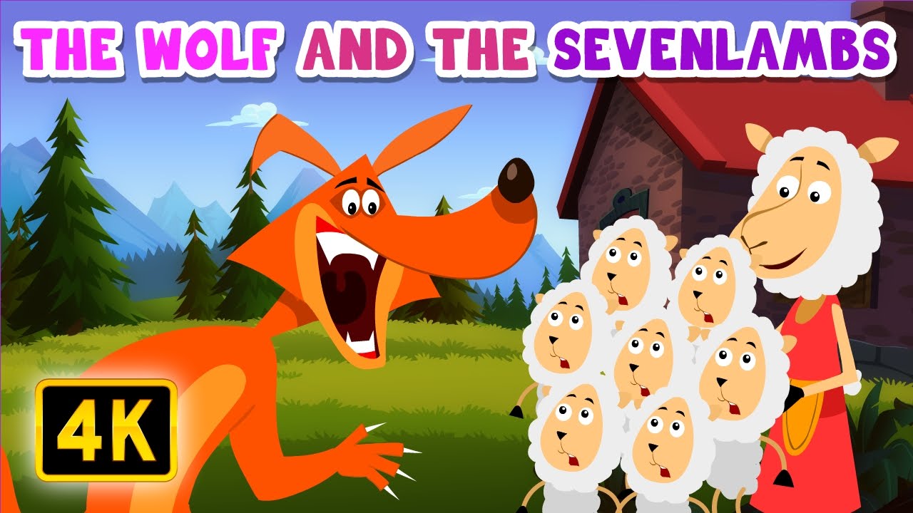 A Wolf 🐺 and the Seven 🐑 Lambs - English Story